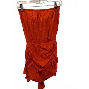 Women's One Shoulder Orange Dress with Beaded Detail